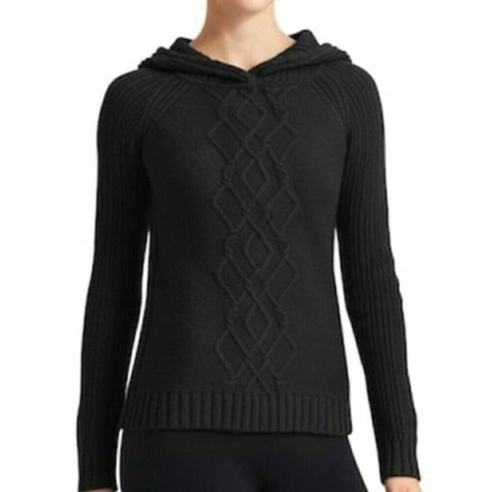Athleta Merino Wool Hooded Cable Knit Sweater